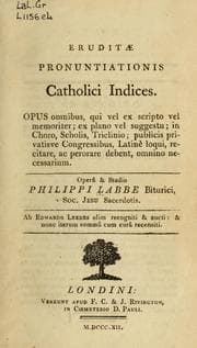 Tapa de Eruditae pronuntiationis Catholici Indices