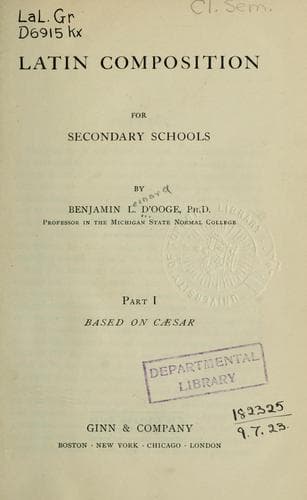 Tapa de Latin composition for secondary schools