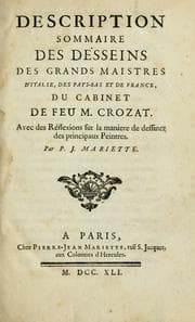 Tapa de Description sommaire des desseins des grands maistres d'Italie, des Pays-Bas et de France, du cabinet de feu M. Crozat