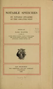 Tapa de Notable speeches by notable speakers of the greater West