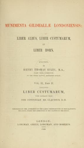 Tapa de Munimenta Gildhallæ Londoniensis