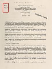 Tapa de Principles of agreement by and between allston/brighton Boston college community relations committee and Boston college. (draft)