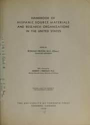 Tapa de Handbook of Hispanic source materials and research organizations in the United States