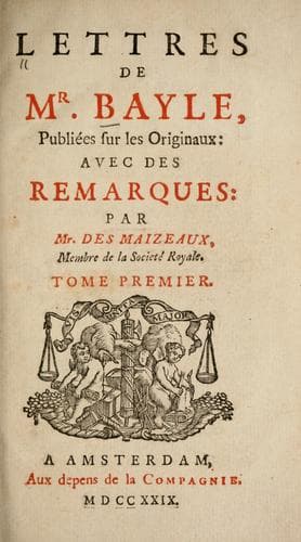Tapa de Lettres de Mr. Bayle