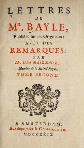 Tapa de Lettres de Mr. Bayle