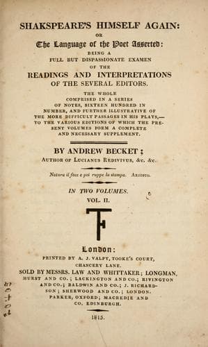 Tapa de Shakspeare's himself again