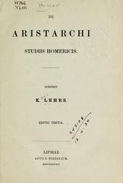 Tapa de De Aristarchi studiis Homericis