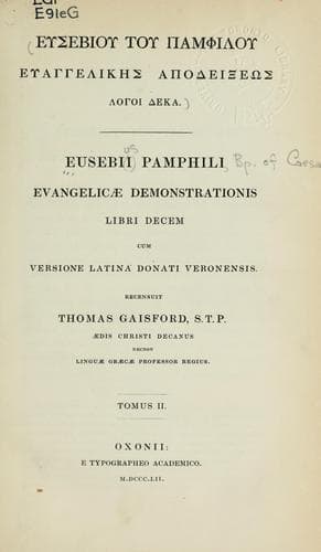 Tapa de Evangelicae demonstrationis libri decem