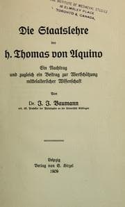 Tapa de Die Staatslehre des h. Thomas von Aquino; ein Nachtrag und zugleich ein Beitrag zur Wertschätzung mittelalterlicher Wissenschaft