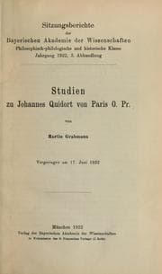 Tapa de Studien zu Johannes Quidort von Paris, O. Pr