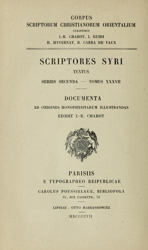 Tapa de Documenta ad origines Monophysitarum illustrandos