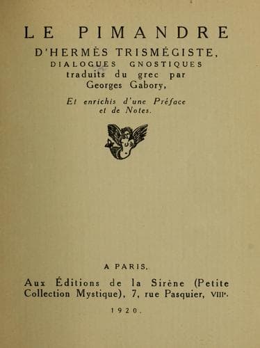 Tapa de Le Pimandre d'Hermès Trismégiste