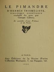 Tapa de Le Pimandre d'Hermès Trismégiste