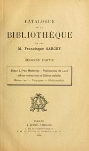Tapa de Catalogue de la bibliothèque de feu Francisque Sarcey