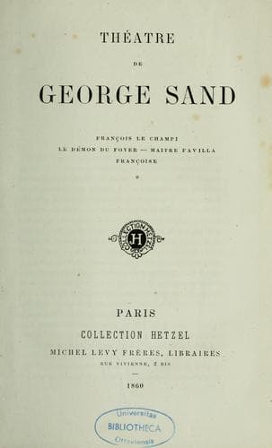 Tapa de Théâtre de George Sand