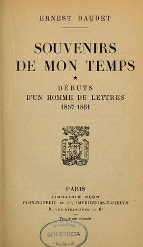 Tapa de Souvenirs de mon temps