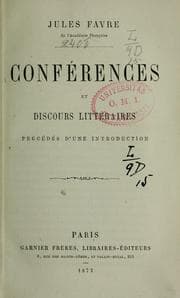 Tapa de Conférences et discours littéraires