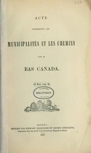 Tapa de Acte concernant les municipalités et les chemins dans le Bas-Canada, 23 Vict., cap. 61. --