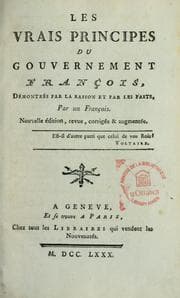 Tapa de Les vrais principes du gouvernement françois, démontrés par la raison et par les faits