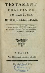 Tapa de Testament politique du mare chal duc de B elle-Isle...
