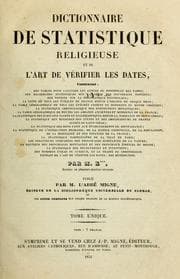 Tapa de Dictionnaire de statistique religieuse et de l'art de vérifier les dates
