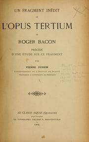Tapa de Un fragment inédit de l'Opus tertium de Roger Bacon