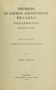 Tapa de In libros Aristotelis De caelo paraphrasis hebraice et latine ...