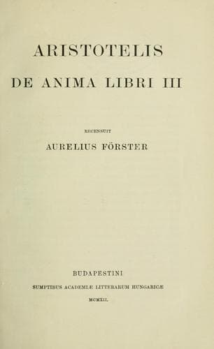 Tapa de Aristotelis De anima libri III