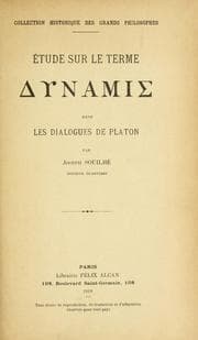 Tapa de Étude sur le terme dynamis dans les dialgogues de Platon