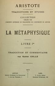 Tapa de La métaphysique d'Aristote ..