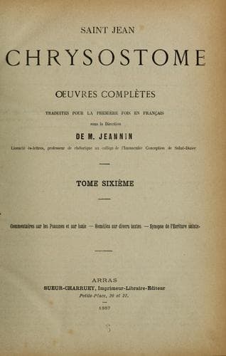 Tapa de Oeuvres complétes de Saint Chrysostome