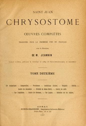 Tapa de Oeuvres complétes de Saint Chrysostome