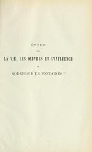 Tapa de Etudes sur la vie, les oeuvres et l'influence de Godefroid de Fontaines