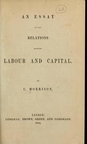 Tapa de An essay on the relations between labour and capital