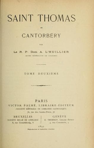 Tapa de Saint Thomas de Cantorbéry