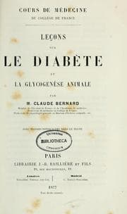 Tapa de Leçons sur le diabète et la glycogenèse animale