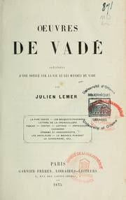 Tapa de Oeuvres de Vadé. Précédées d'une notice sur la vie et les oeuvres de Vadé