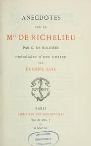 Tapa de Anecdotes sur le Mal de Richelieu