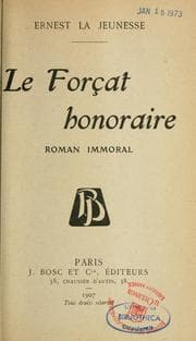 Tapa de Le forçat honoraire
