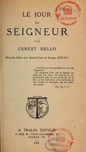 Tapa de Le jour du Seigneur