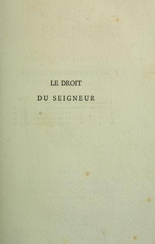 Tapa de Le droit du seigneur