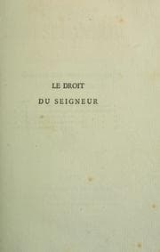 Tapa de Le droit du seigneur