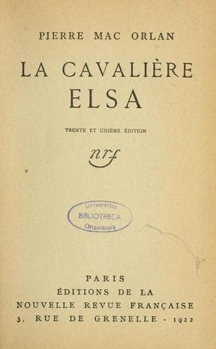 Tapa de La cavalière Elsa