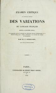 Tapa de Examen critique de l'ouvrage intitulé des variations du langage français depuis le douzième siècle ...