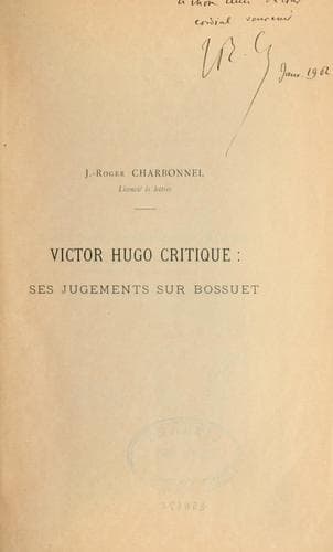 Tapa de Victor Hugo, critique