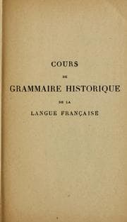 Tapa de Cours de grammaire historique de la langue française