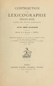 Tapa de Contribution à la Lexicographie française d'après des sources rabbiniques