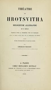 Tapa de Théâtre de Hrotsvitha, religieuse allemande du 1̀0eme sìecle