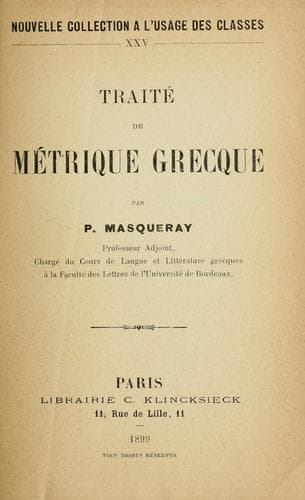 Tapa de Traité de métrique grecque