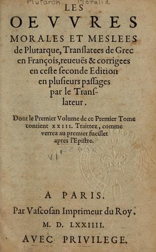 Tapa de Les Oeuvres morales et meslees